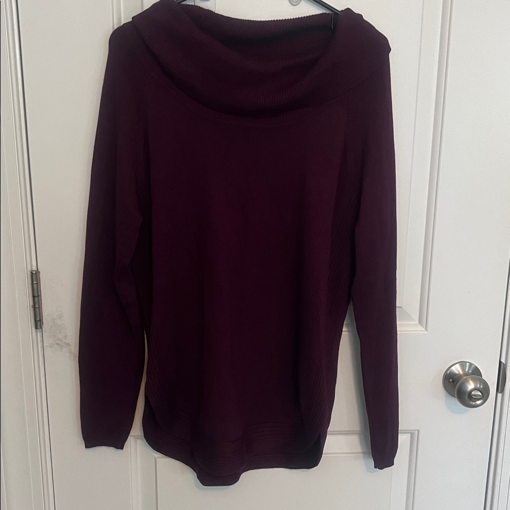 Luxurious Deep Purple Cowl Neck Sweater